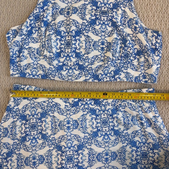 Joie Mosaic Print Crop Top and Midi Skirt Set, NWT Women's XL, Santorini Blue - Picture 7 of 16